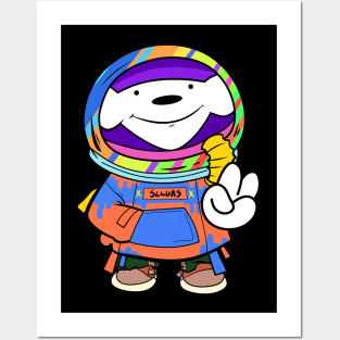 Super cool astronaut dog posing in style  illustration Posters and Art